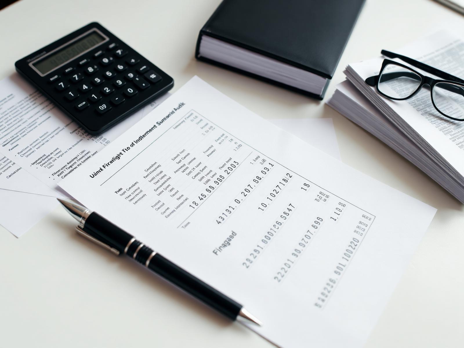 Financial audit documents on a desk